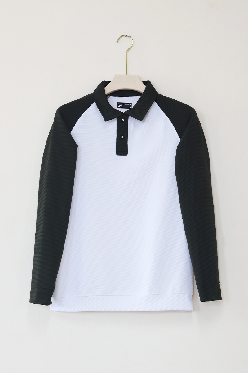 Collar Raglan Full Sleeve T-Shirt(Black and White)